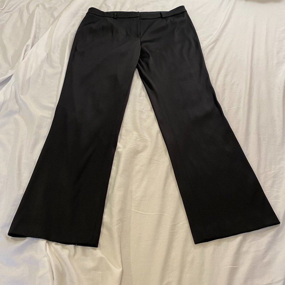 INC International Concepts Black Satin Trouser Pants, Straight Leg, Size 14